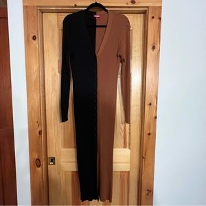 STAUD SHOKO SWEATER DRESS TAN BLACK SIZE LARGE